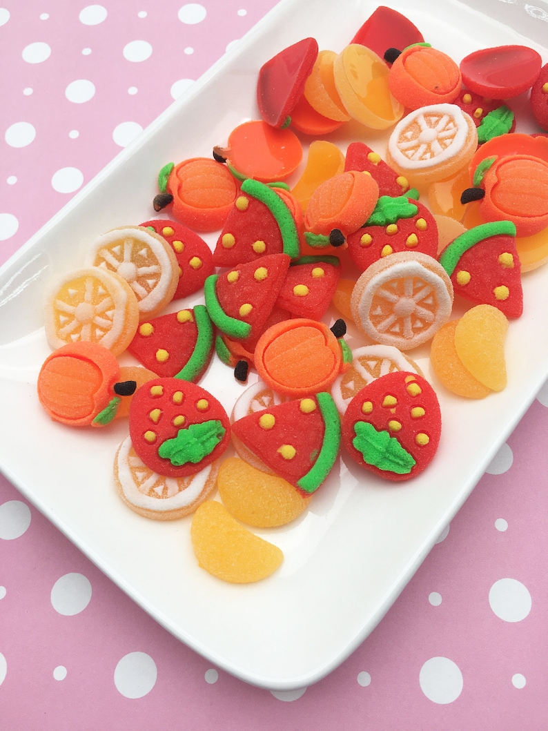 Soft Resin #1228 6 Squishy Soft Sugared NON EDIBLE Multicolor Assorted Gummy Candy Cabochons
