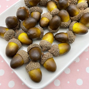 6 Fake Realistic Decorative Foam Acorns, DIY Supplies For Crafts, Wreaths Holiday Decoration etc. image 2