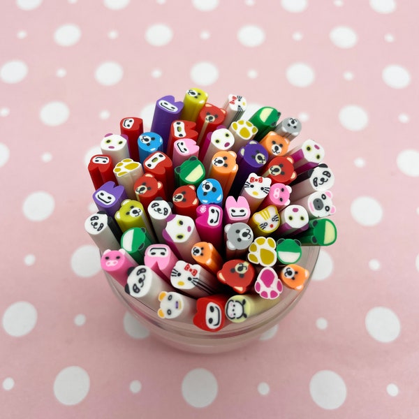 10 Animal or Character Polymer Clay Canes Fruit Slices f310