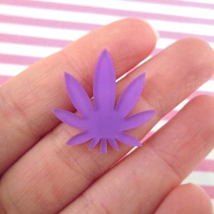 3 Purple 25mm Pot Leaf Flatbacked Resin Cabochon Charms, Marijuana, Weed, Hemp, 420, Cannabis Flat Backed Acrylic Plastic Pendants L56