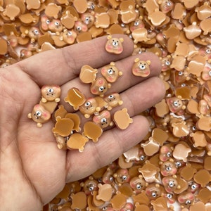 20 Small Brown 10mm Bear Flat backed Resin Cabochons, Flatbacked Acrylic Plastic Cabs 557