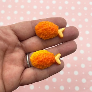 5 Flatbacked Fried Shrimp or Chicken Leg Resin Cabochons, Cute Flat Backed Acrylic Plastic Turkey Drumstick Food Cabs, 197