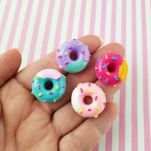 3 Miniature Assorted Sprinkle Donut Cabochons, Decoden Donut Cabochons, 051 image 2