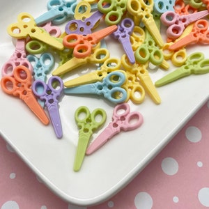 10 Miniature Pastel Resin Scissor Cabochons, Back to School Office Cabs, 1647a