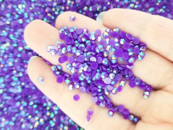 3mm Round Flatbacked AB Jelly Resin Rhinestones, Purple Flat Backed Acrylic Plastic Cabs, Glue on Bedazzling Bedazzle Supply, 5g 15g or 30g