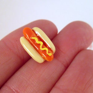 6 Miniature Resin Hotdog Cabochons, Hot Dog Cabs, #876