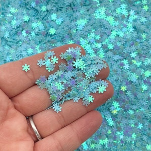 Iridescent 4mm Blue Snowflake Glitter, Christmas Xmas Nail Art Glitter, Deco, Holiday X-mas Table Scatter Confetti, Pick Your Amount, F753