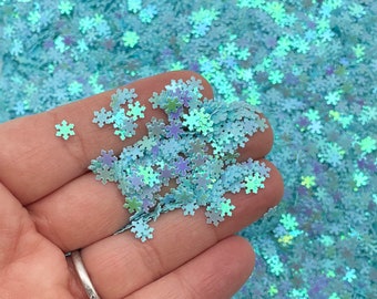 Iridescent 4mm Blue Snowflake Craft Glitter, Christmas Snow Flake Xmas Table Scatter Confetti F753