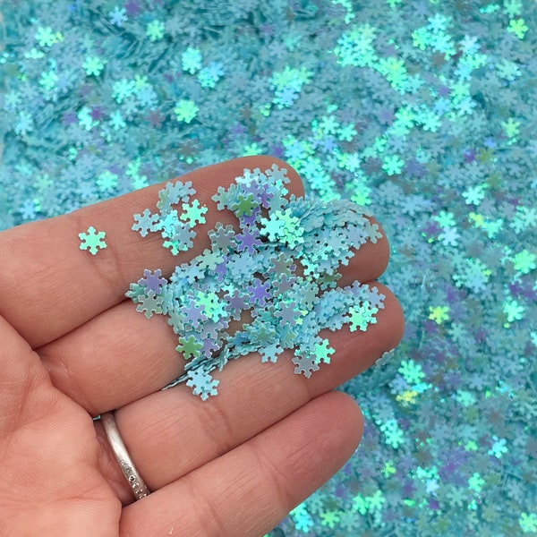 Iridescent Blue Clear Snowflake Glitter, Christmas Glitter, Nail Art Glitter, Deco, Holiday Glitter, Pick Your Amount, F753