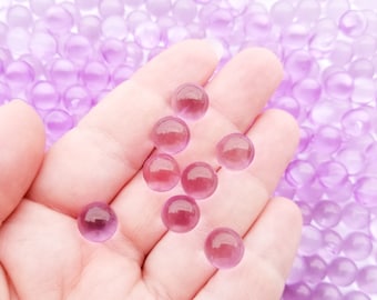 Lavender Purple 10mm Round Translucent Pearls, Popping Boba Hard Resin Gumballs, Faux Nonpareil Acrylic Plastic Caviar No Hole Beads, P187