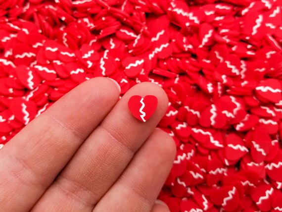1 Sacchetto di fette di argilla polimerica a forma di cuore con perline