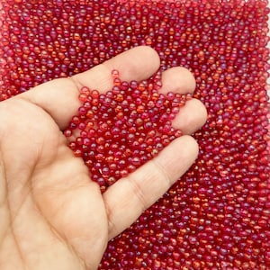 Non Edible Red Glass Assorted ROUND Microbeads, 3- 3.5mm No Hole Seed Beads Sprinkle Toppings, Pick Your Amount, G255