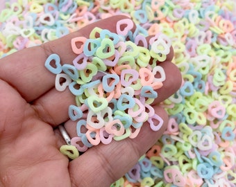 Pastel Glow in the Dark Heart Sprinkles, Polymer Clay Fake Sprinkles, Decoden Funfett Jimmies, M2
