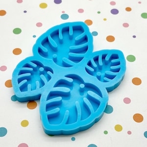 Four Cavity Monstera Leaf Mold for Cabochons Charms and Pendants, Silicone Mould for Clay, Resin Etc Q154