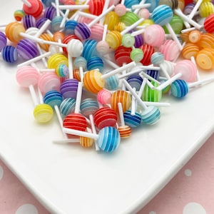 10 assorted Size Round Lollipop Cabochons, Cute Candy Colored Cabs 1169
