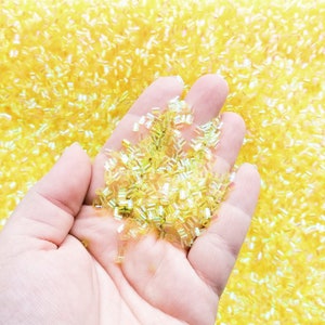 Gele iriserende knapperige bingsu-kralen voor knapperig slijm, iriserende strokralen, 3D-glitter, slijmvoorraad,