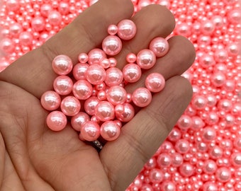 Bubblegum Pink MERMAID CAVIAR PEARLS, 30 grams, Multisize Faux Nonpareil Acrylic dragees, Opaque Caviar No Hole Beads, K31