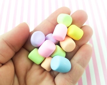 6 PASTEL MARSHMALLOWS, Pick Your Color Fake Polymer Clay Kawaii Cabs for Fake Unicorn Hot Cocoa, Faux Food, #258