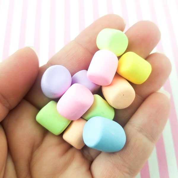 6 PASTEL MARSHMALLOWS, Pick Your Color Fake Polymer Clay Kawaii Cabs for Fake Unicorn Hot Cocoa, Faux Food, #258