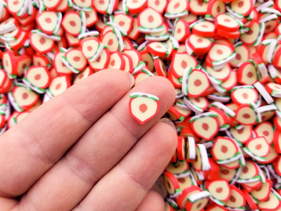 Large Polymer Clay Peach Nail Art Fruit Slices, Faux Miniature ...