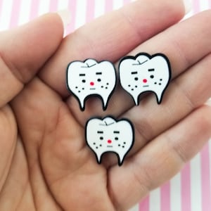 6 cabujones de resina con forma de diente blanco sonriente, cabujones de plástico acrílico con base plana, n.° 426