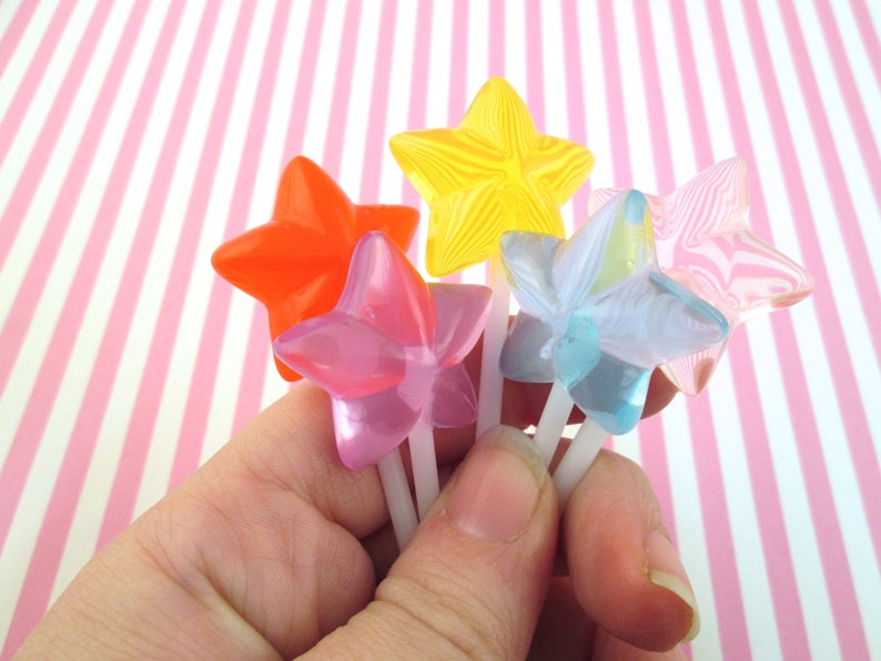 Cute Glitter Faux Candy 5 Star Lollipops #1030