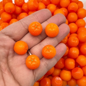 6 Round Resin Realistic Orange Cabochons, Flat Bottomed Citrus Fruit Cabss, Orange Cabs, Dollhouse Oranges, #379B
