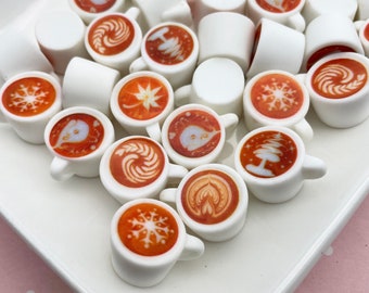 4 cabujones realistas de barista para taza de café capuchino 725