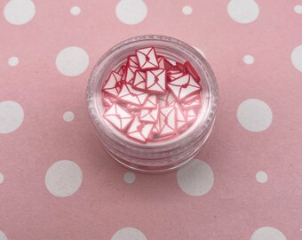 Red White Love Letter Note Envelope Polymer Clay Valentines Day