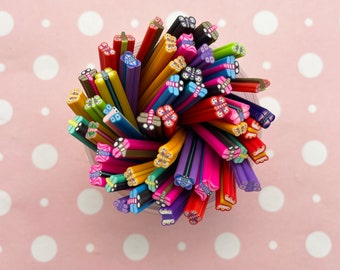10 Colorful Butterfly Bug and Dragonfly Polymer Clay Nail Art 50mm Tube Canes, f305