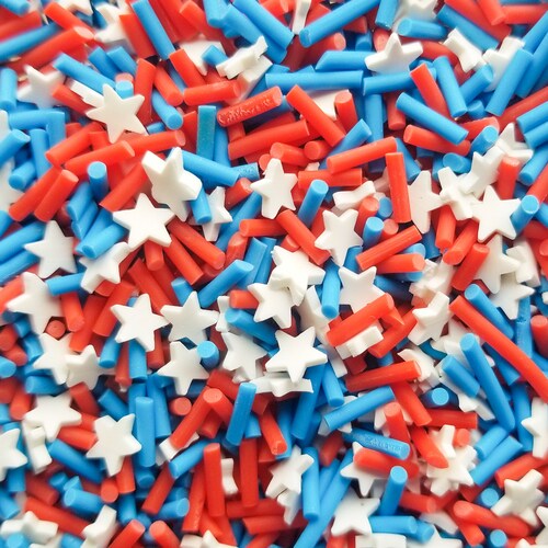AMERICANA MIX Red and Blue With White Star Sprinkles Mix Etsy