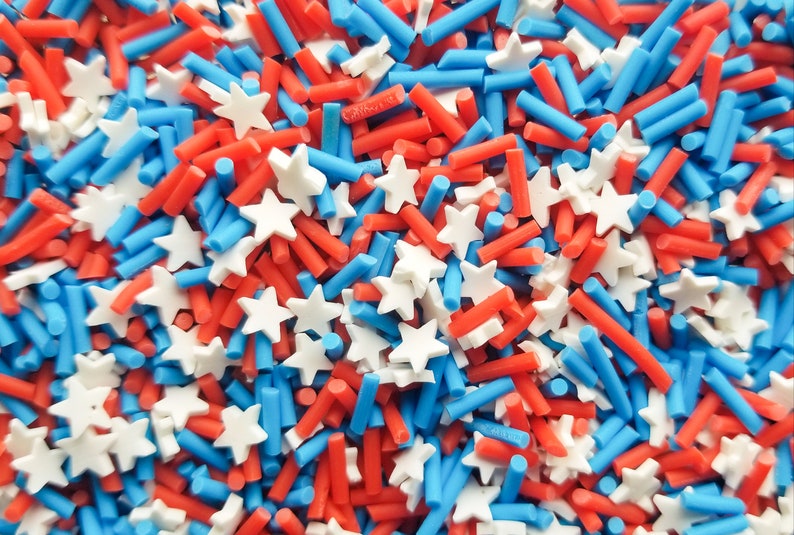 AMERICANA MIX Red and Blue with White Star Sprinkles Mix Etsy