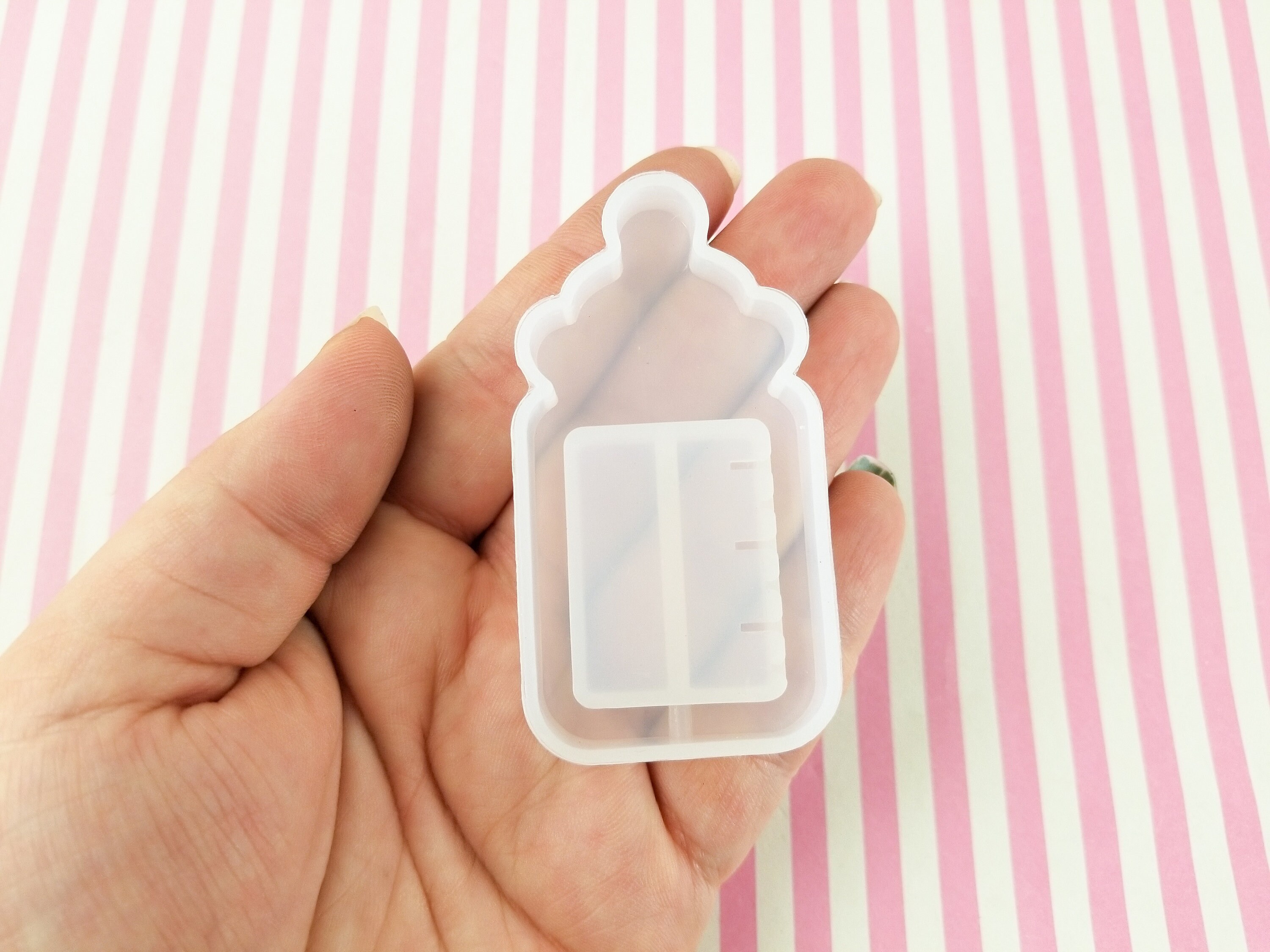 32x64mm Baby Bottle Shaker Mold for Cabochons, 1 Part Silicone