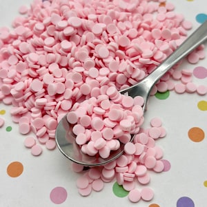 Pastel Pink Chip Polymer Clay Round Confetti Circles, Fake Sprinkles, Decoden Funfetti Jimmies S105