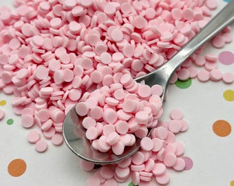 Círculos de confeti redondos de arcilla polimérica con chispas de color rosa pastel, chispas falsas, Funfetti Jimmies Decoden S105