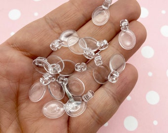 25 Glue On Clear Acrylic Plastic Bails, Flat Pad Resin Jewelry Findings, B75