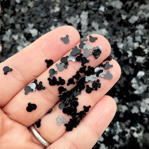 Black Mouse Ears Glitter, Resin Embellishment, Nail Art, Slime topping, F578