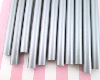 10 Piece Silver Metallic Hot Glue Sticks for Kawaii and Decoden, Wax Seals, Etc. (mini size)