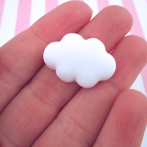8 White Cloud Cabochons, Sweet Kawaii Cabs, #516