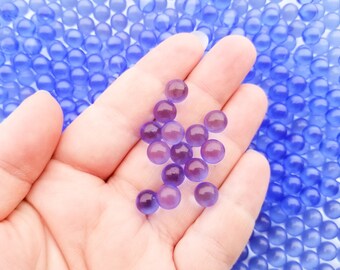 Blue 8mm Translucent Round Pearls, Popping Boba Resin Gumball Pearls, Faux Nonpareil Acrylic Plastic Gum Ball Caviar No Hole Beads, P179