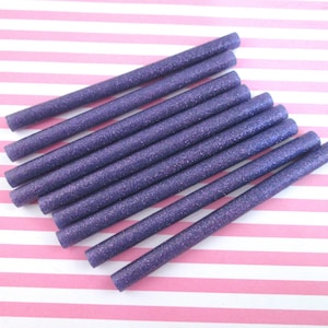 10 Purple Glitter Hot Glue Sticks for Kawaii and Decoden Crafts (mini size)