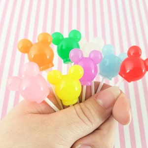 3 lecca lecca colorati in resina finta con orecchie di topo, lecca lecca in plastica acrilica finta, caramelle NON commestibili LOL 17