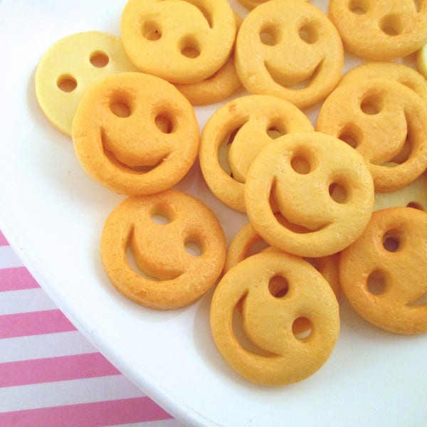 5 Smile Potatoes Cabochons, Food Cabochons 295a