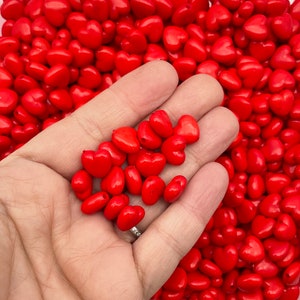 50 Rote 11 mm Acryl Kunststoff Perlen Herz, Harz Kawaii Valentine Perlen J164