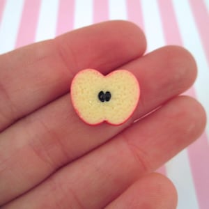 8 Red Apple Slice Kawaii Cabochons, Cute Fruit Cabs, #495