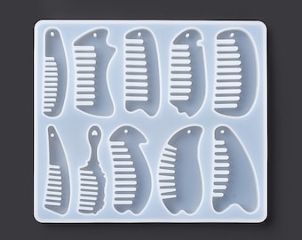 May include: A clear silicone mold with 10 different comb shapes. The mold is designed for making resin crafts.