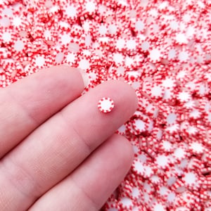 Red Peppermint Fake Polymer Clay Dessert Candy Slice Sprinkles, Starlight Mint Christmas Nail Art Slices, Miniature Dessert, R67 image 2