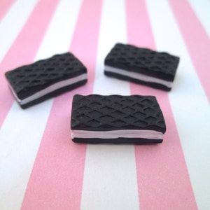 6 Flachrücken Harz Dunkle Schokolade Zucker Oblate Kekse Kawaii Cabochons, Flachrücken Acryl Kunststoff Decoden Miniatur Dessert, #126a
