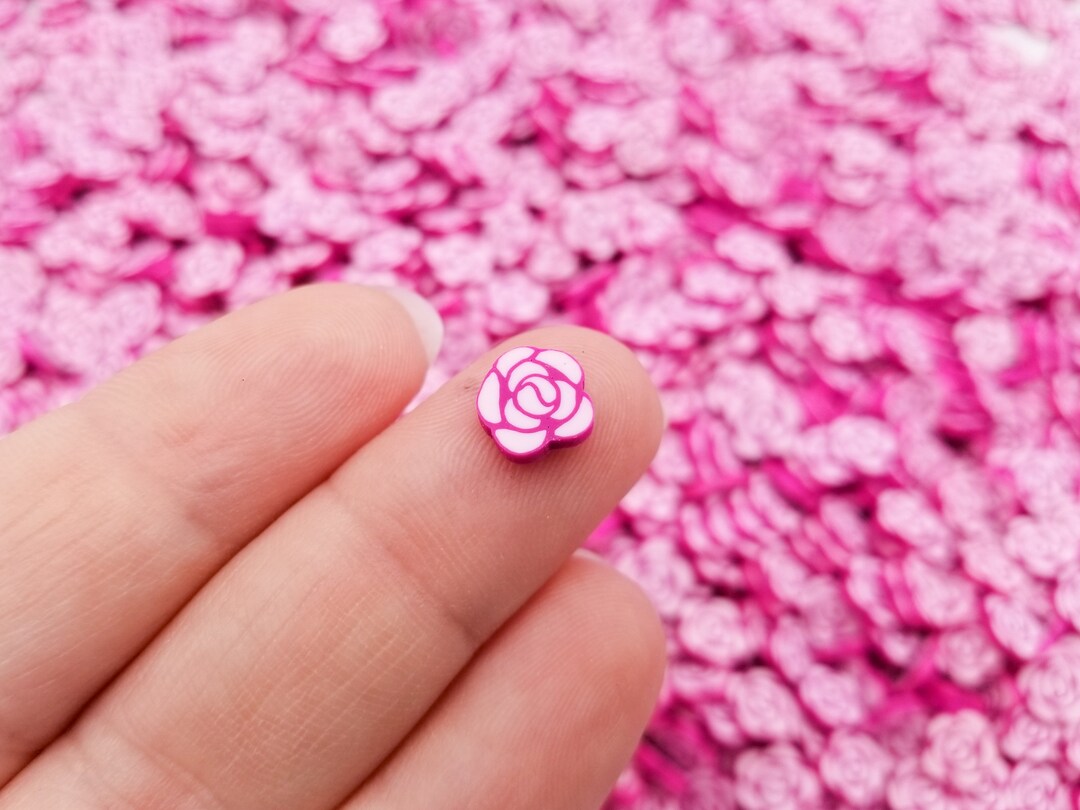 Purple Rose Polymer Clay Flower Sprinkles, Fimo Fake Sprinkle Mix