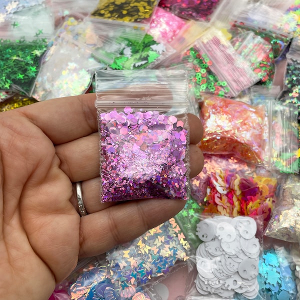 GLITTER SAMPLER Sets,  Assorted Variety of Nail and Crafting Sets, Pick Your Amount